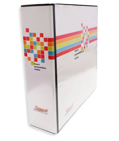 SEAGULL RING BINDER 3R CVP25 A4 2.5IN DTYPE PVC COVER W FRONT & BACK OUTER POCKETS, BLACK