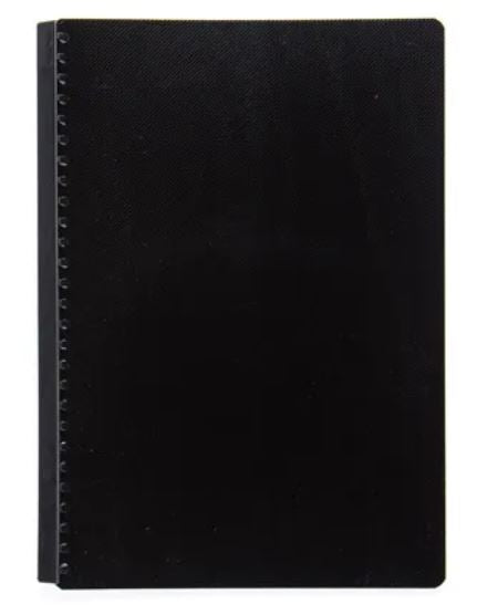 SEAGULL CLEARBOOK REFILLABLE CH23 SHORT 20SHEETS 23HOLES DIAGONAL LINES DESIGN, BLACK