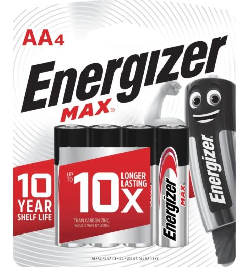 ENERGIZER BATTERY AA E91BP4 MAX 4S