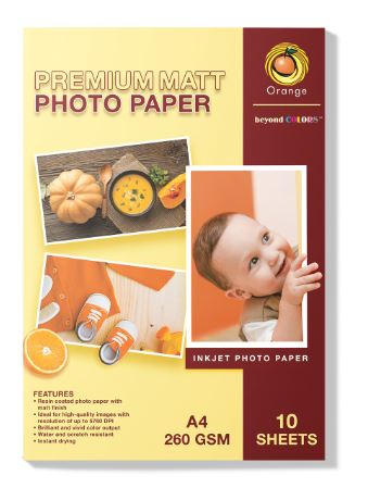 ORANGE PHOTO PAPER A4 260GSM 10S MATTE
